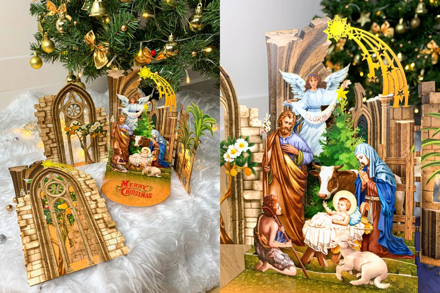 Thiệp 3D Ông già Noel cưỡi tuần lộc - Santa 3D Cards