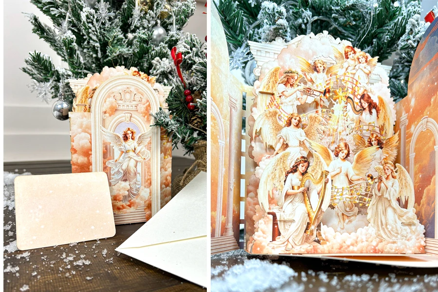 Thiệp 3D Ông già Noel cưỡi tuần lộc - Santa 3D Cards