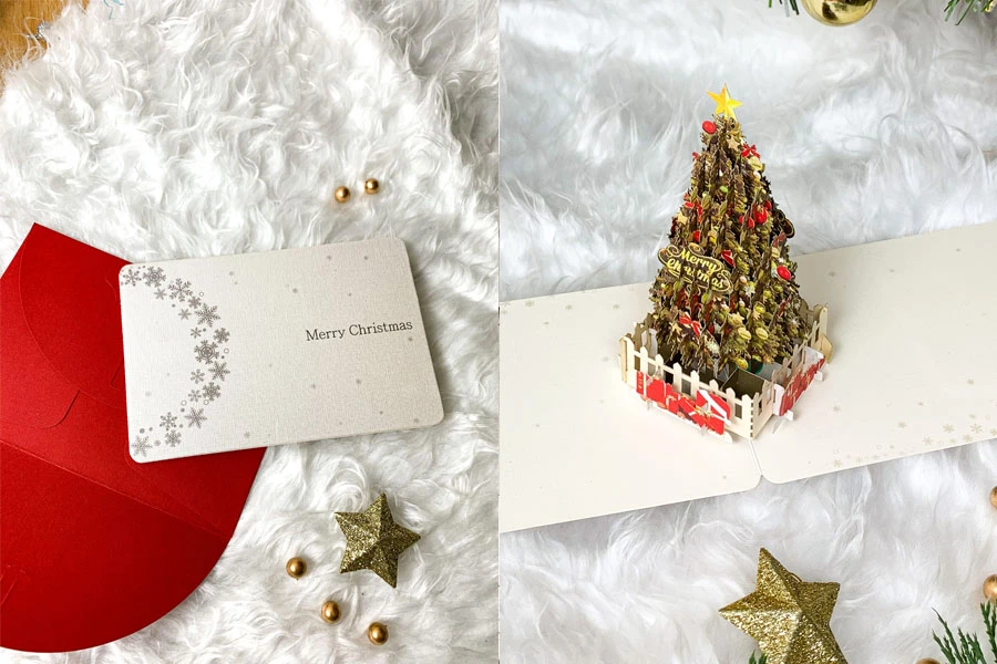 Thiệp 3D Ông già Noel cưỡi tuần lộc - Santa 3D Cards