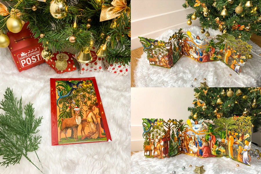 Thiệp 3D Ông già Noel cưỡi tuần lộc - Santa 3D Cards