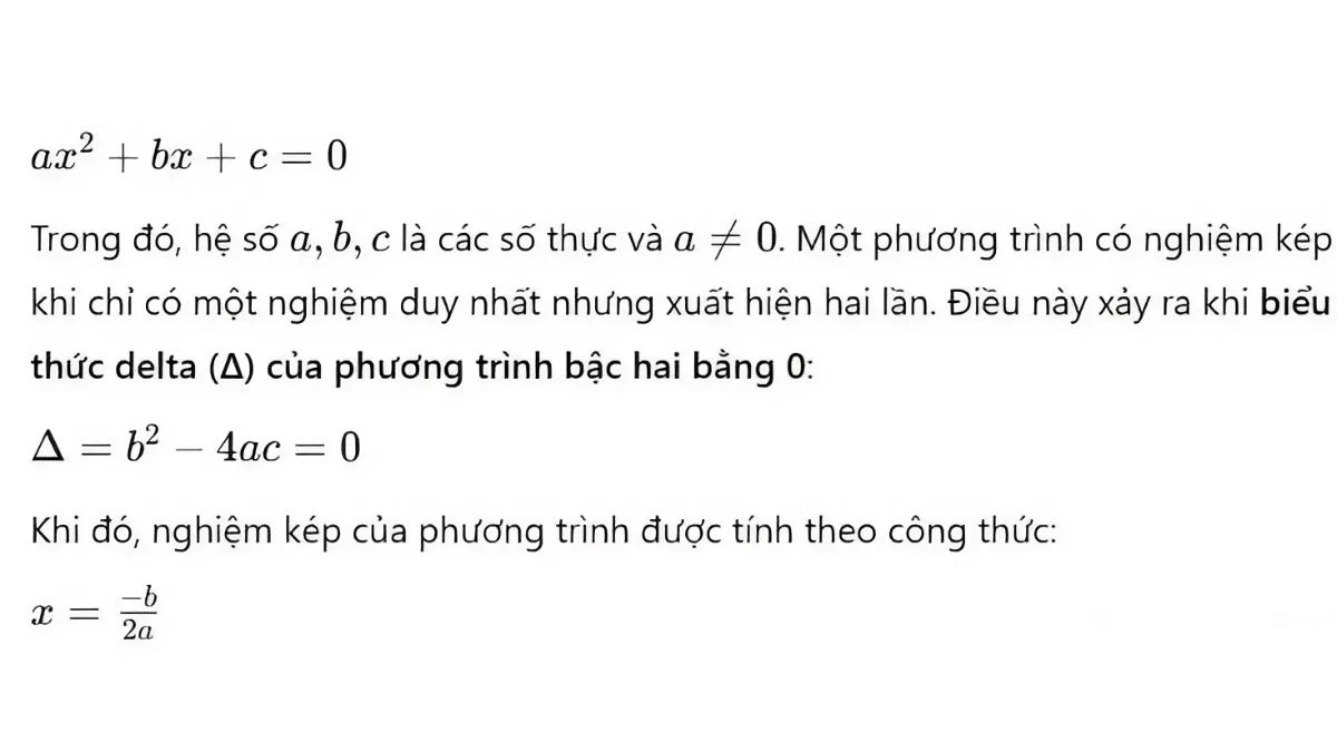 Nghiệm kép là gì trong phương trình bậc hai